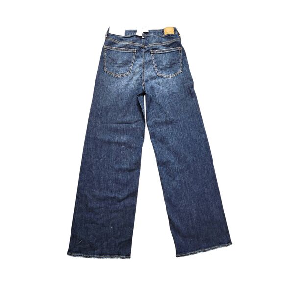 American Eagle Dark Wash Super High Rise Baggy Wide Leg Dreamy Drape Jean 2 Long - Picture 4 of 11